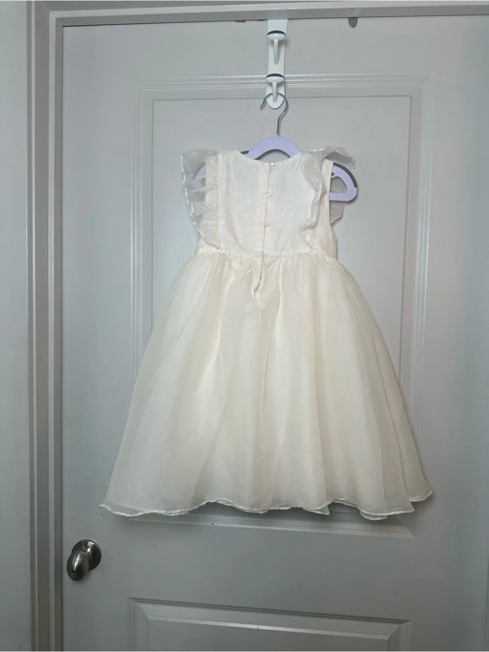 Polo Ralph Lauren Smocked Mulberry Silk Flutter Sleeve Cream Luxury Dress, 6X